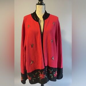 Embroidered Red Women's Sweater